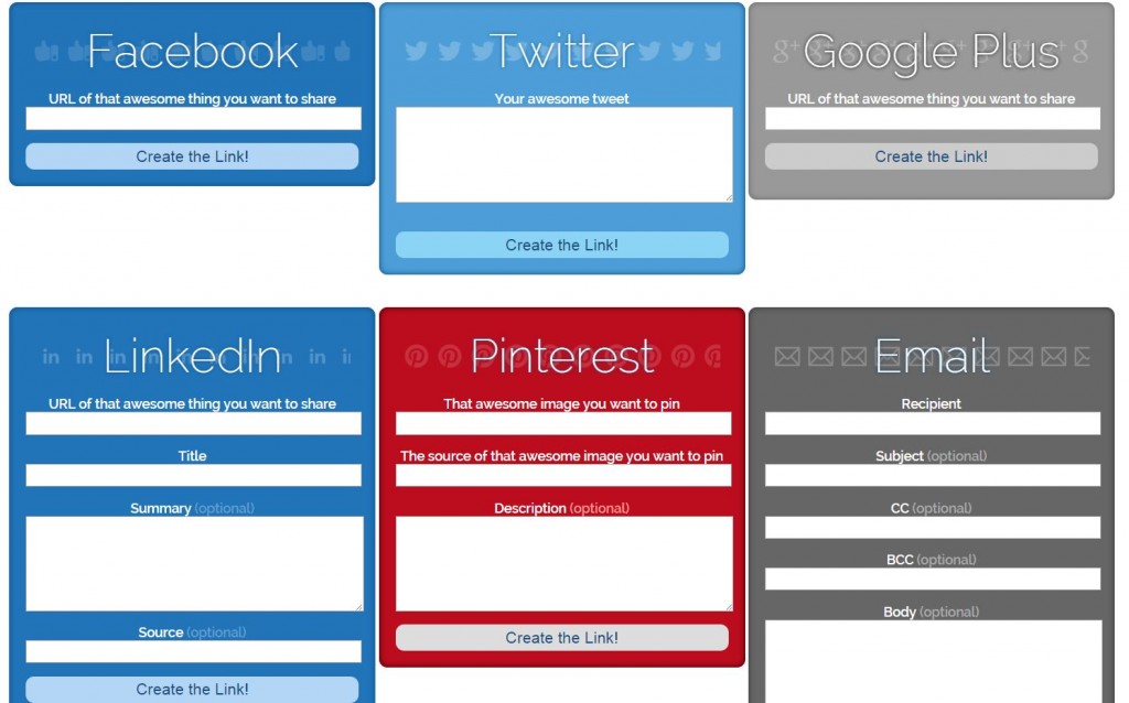 Crea botones sociales para tu web con Share Link Generator